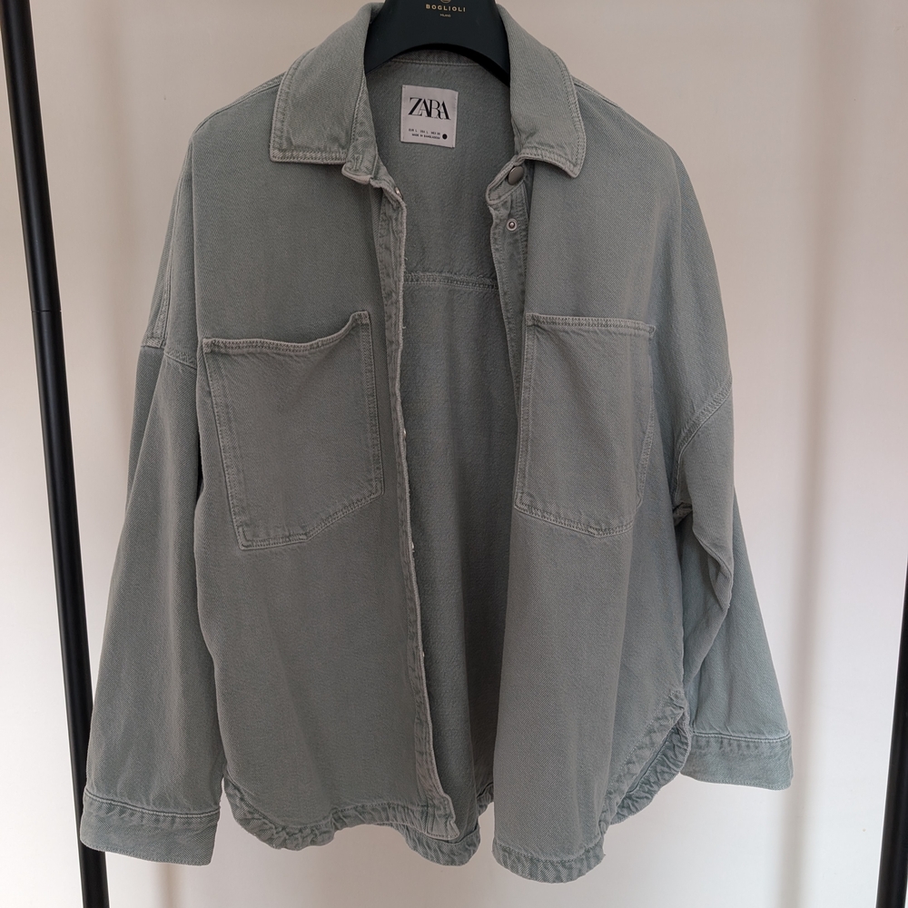 Zara Oversized Gray Denim Jacket